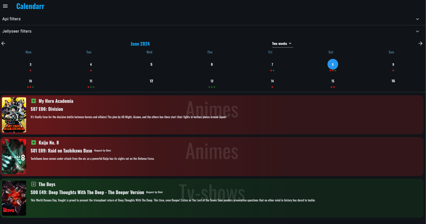 Frontend Calendrier - web